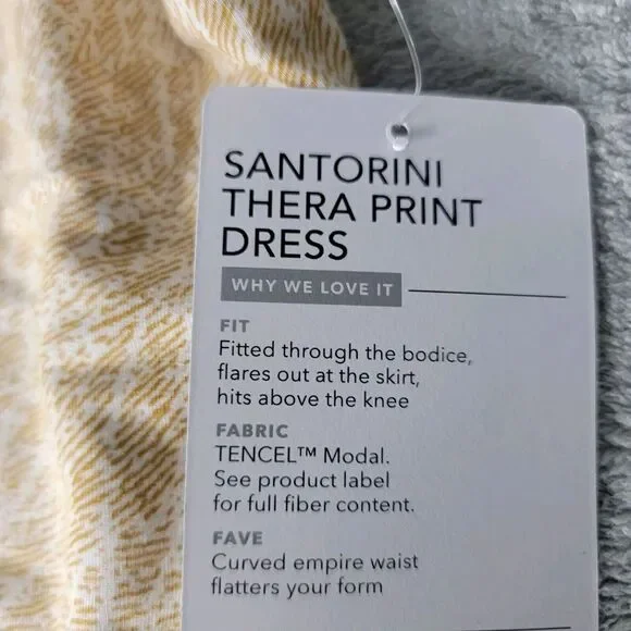 Athleta Santorini Thera‎ Printed Dress Mojave Shoreline Beige Stretch Athleisure - Picture 7 of 9